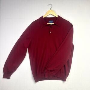 Men's Joseph & Lyman V-Neck Sweater - Extra-Fine Merino Wool, Red, XL